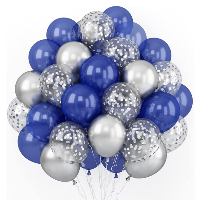 super Ballonnen mix blauw - zilver