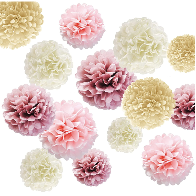 super Pompoms roze - ivoor - zand