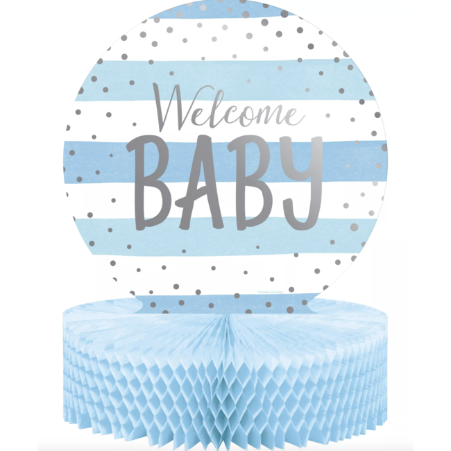 party Welcome baby tafel versiering blauw