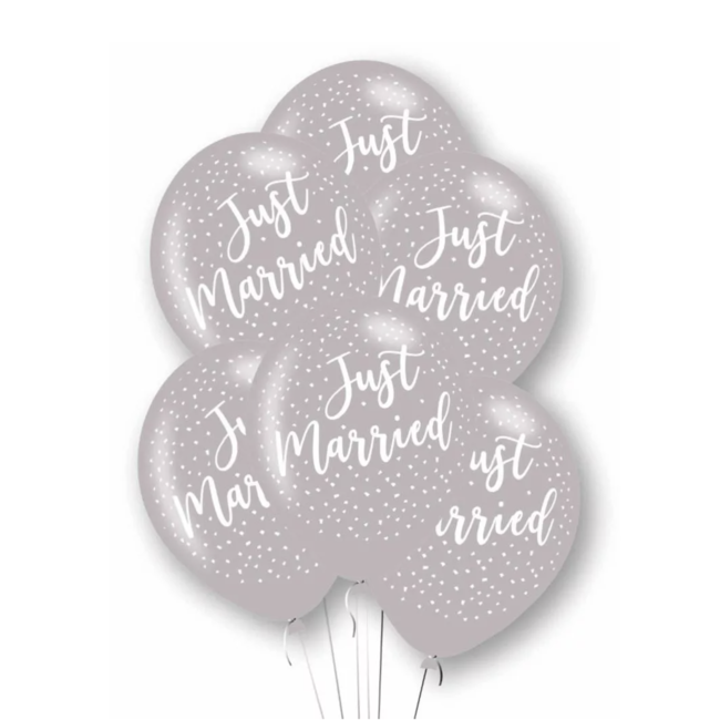 party Just Married ballonnen zilver