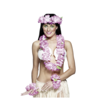 Kostuum Hawaii set roze