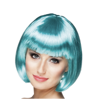 party Turquoise bob line pruik