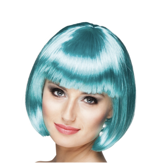 party Turquoise bob line pruik