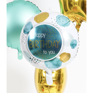 J-style-deco.nl Happy birthday ballon groen - goud