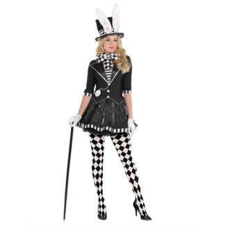 Mad hatter dames kostuum zwart - wit