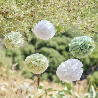 Ginger Ray Pompom set salie groen - wit