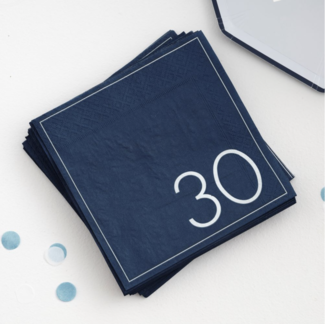 30 jaar servetten blauw