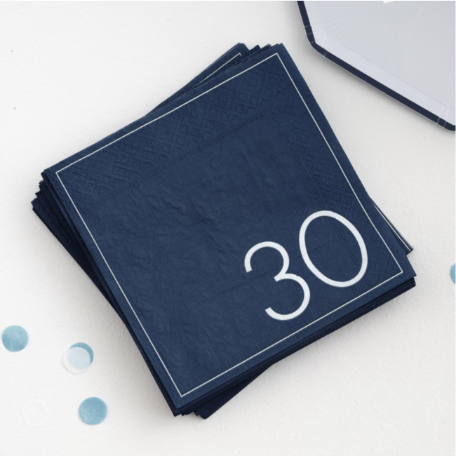 30 jaar servetten blauw