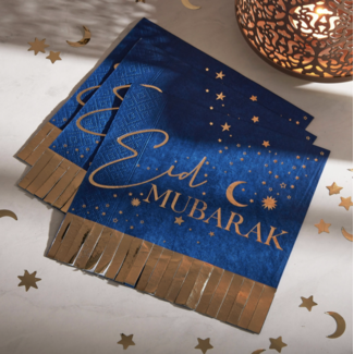 Eid Mubarak servetten blauw