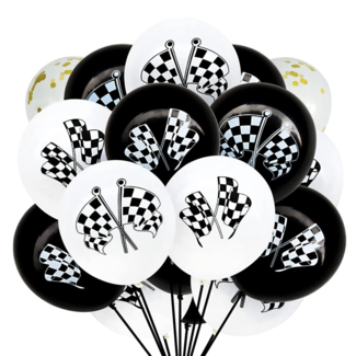 J-style-deco.nl Race ballonnen zwart - wit - goud