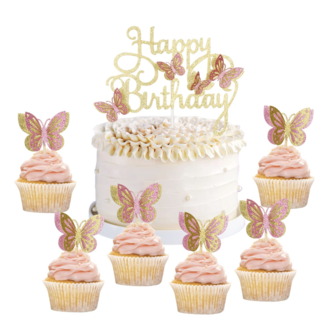 Vlinder taart - cupcake set