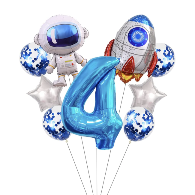 Ruimtevaart ballonnen boeket 4 jaar