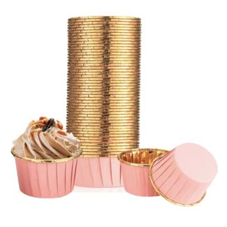 Muffin cupcake vormpjes set roze - goud