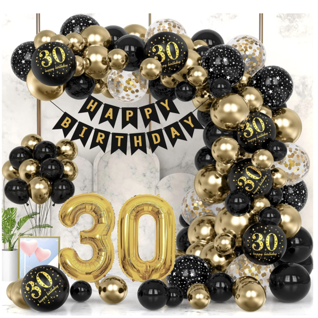 30 jaar ballonboog goud - zwart