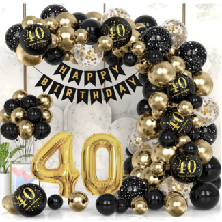 40 jaar ballonboog goud - zwart