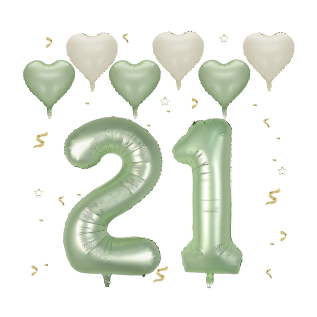 21 jaar ballonnen set olijf groen - zand