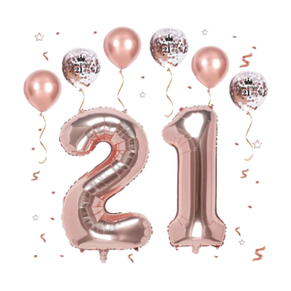 21 jaar ballonnen rosé goud set