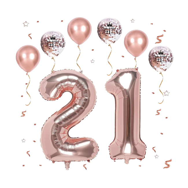 21 jaar ballonnen rosé goud set