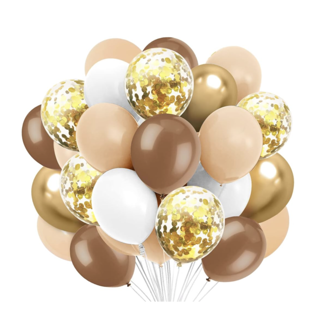 Ballonnen mix nude bruin - wit - confetti