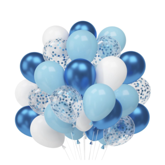 Ballonnen mix blauw confetti