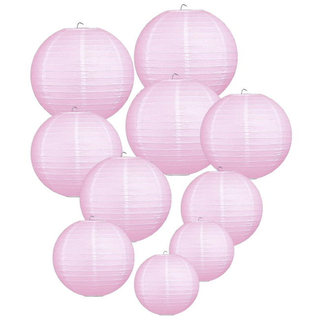 Lampionnen set licht roze 10 ST