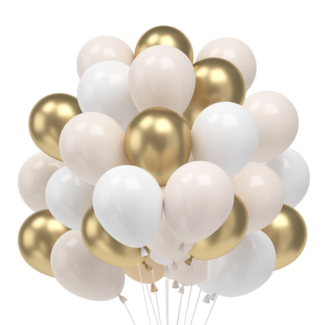 Ballonnen beige - wit - goud