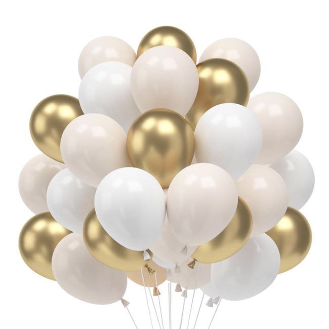 Ballonnen beige - wit - goud