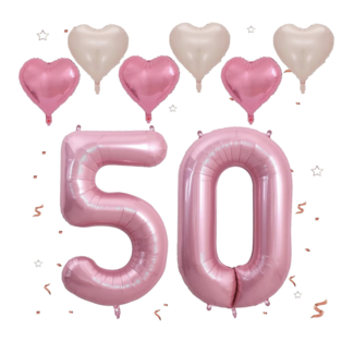 50 jaar cijfer ballonnen set roze