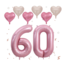 60 jaar cijfer ballonnen set roze