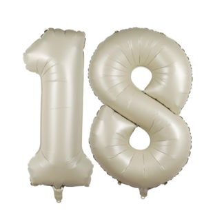 18 jaar cijfer ballonnen cream