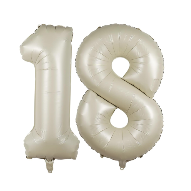 18 jaar cijfer ballonnen cream