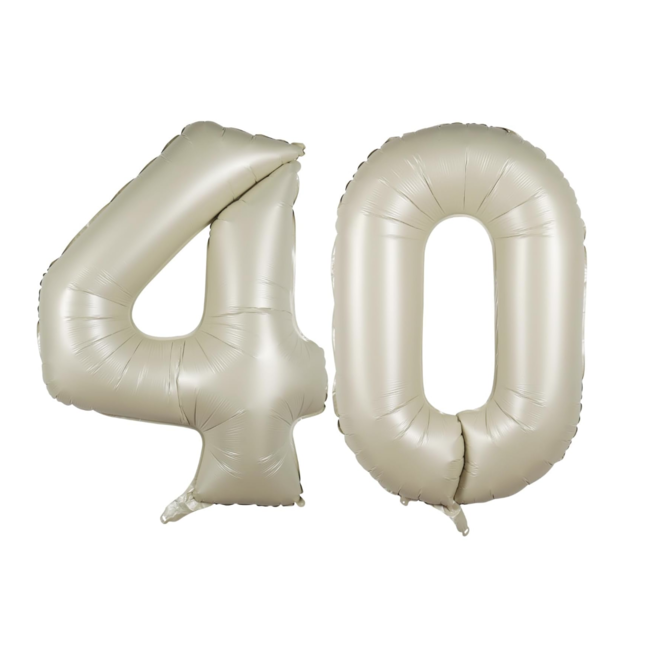 40 jaar cijfer ballonnen set cream