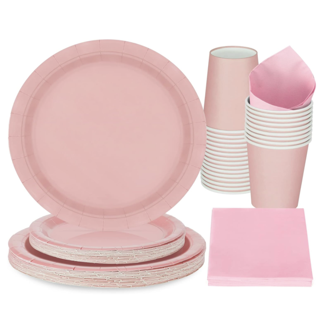 Verjaardag servies set licht roze