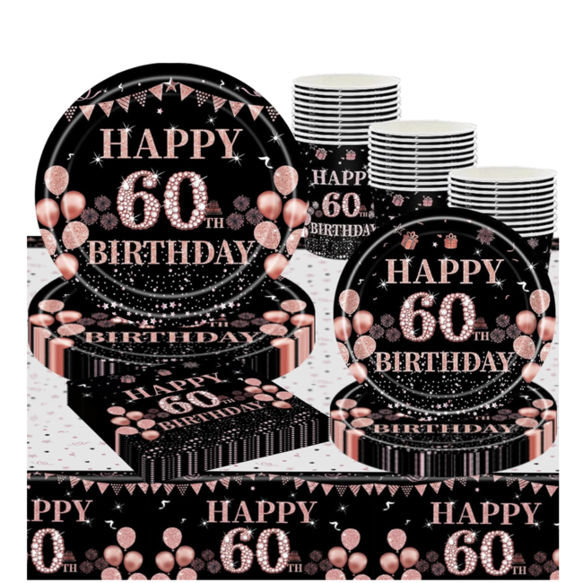 60 jaar verjaardag servies set zwart