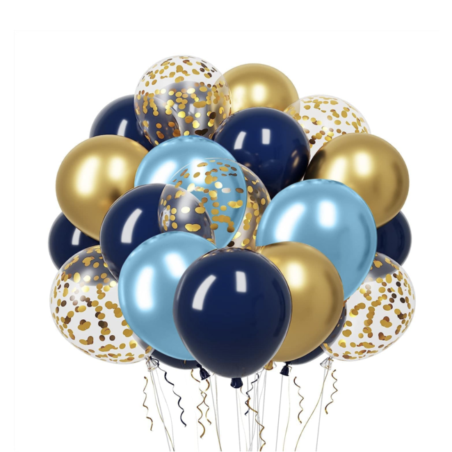 Ballonnen mix navy blauw - blauw - goud