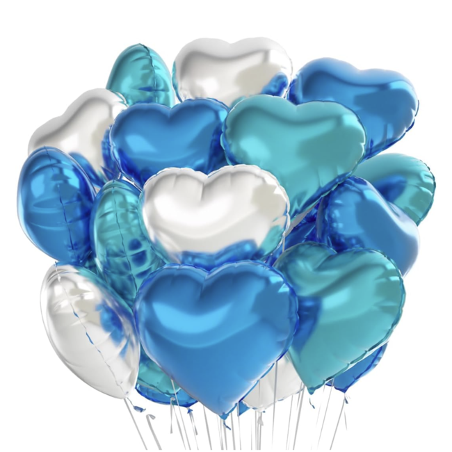 Hart ballonnen boeket blauw - turquoise