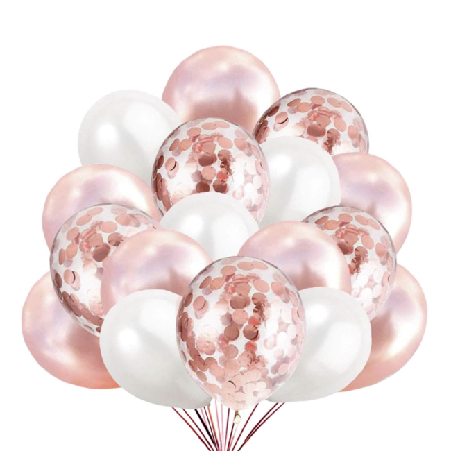 super rosé goud - wit ballonnen set