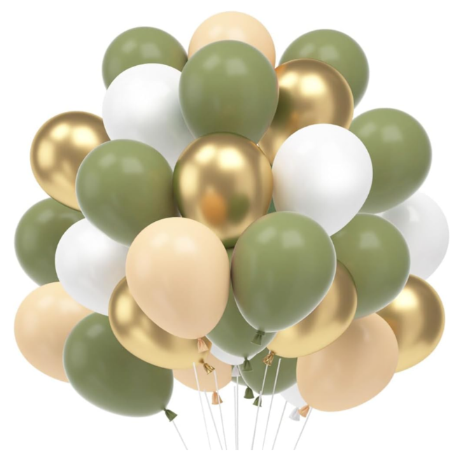 Ballonnen mix salie groen - metallic goud