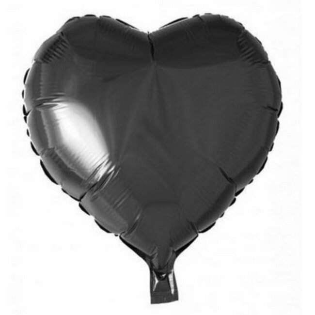 Feestartikelen Folieballon zwart hart - 46 cm