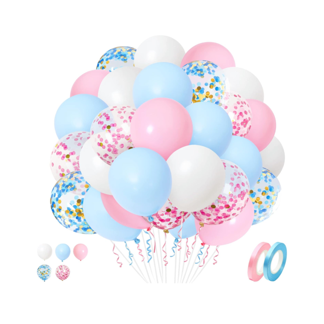 Gender reveal ballonnen mix confetti