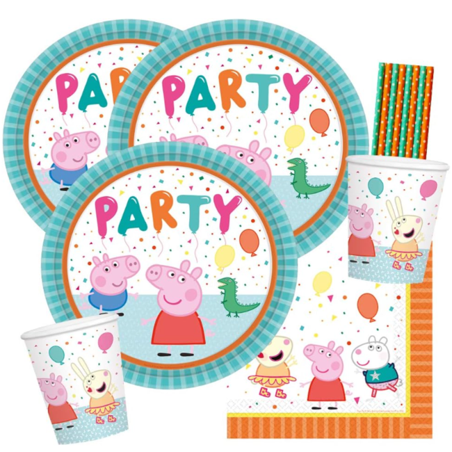 Peppa pig verjaardag servies set pastel