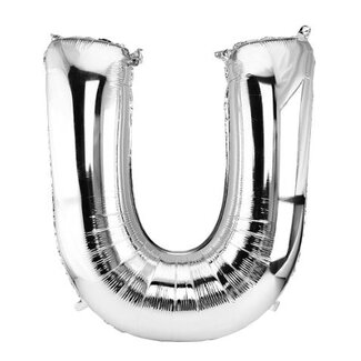 Letter ballon zilver  U