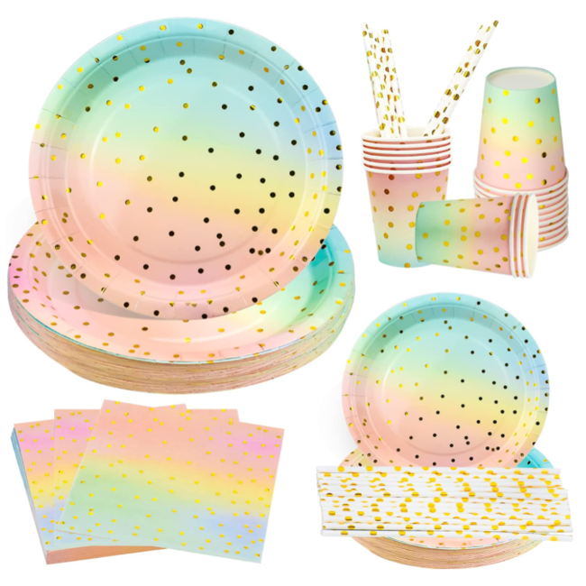 Pastel stip servies set