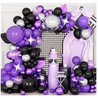 Ballonnen boog paars - zwart
