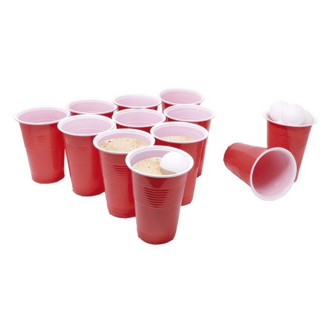 Bier pong set in de kleur rood met ballen