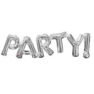 Party tekst ballon zilver