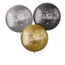 Happy Birthday ballonnen zilver - goud - zwart XL