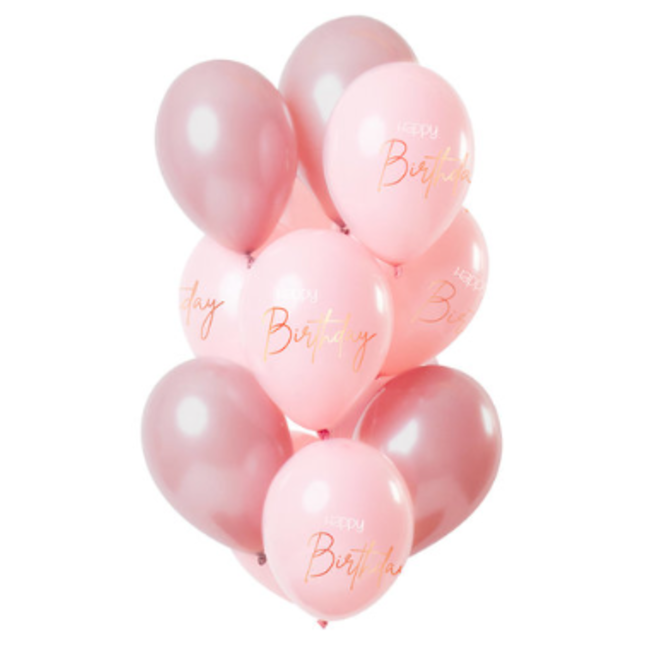 Happy birthday roze ballonnen mix