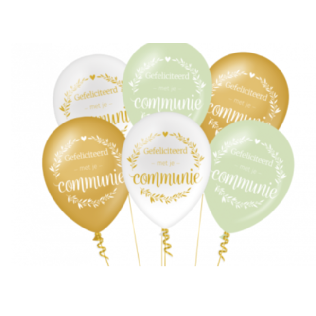 Communie ballonnen salie groen  wit goud