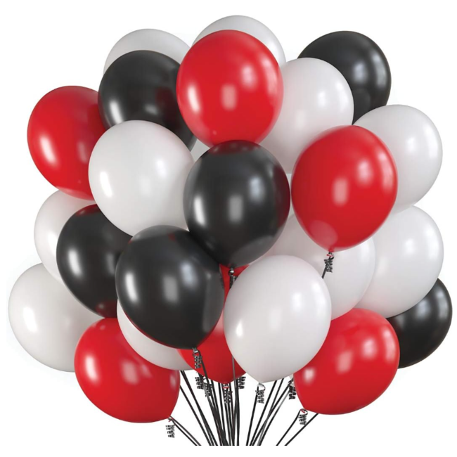 Ballonnen mix  rood - zwart - wit